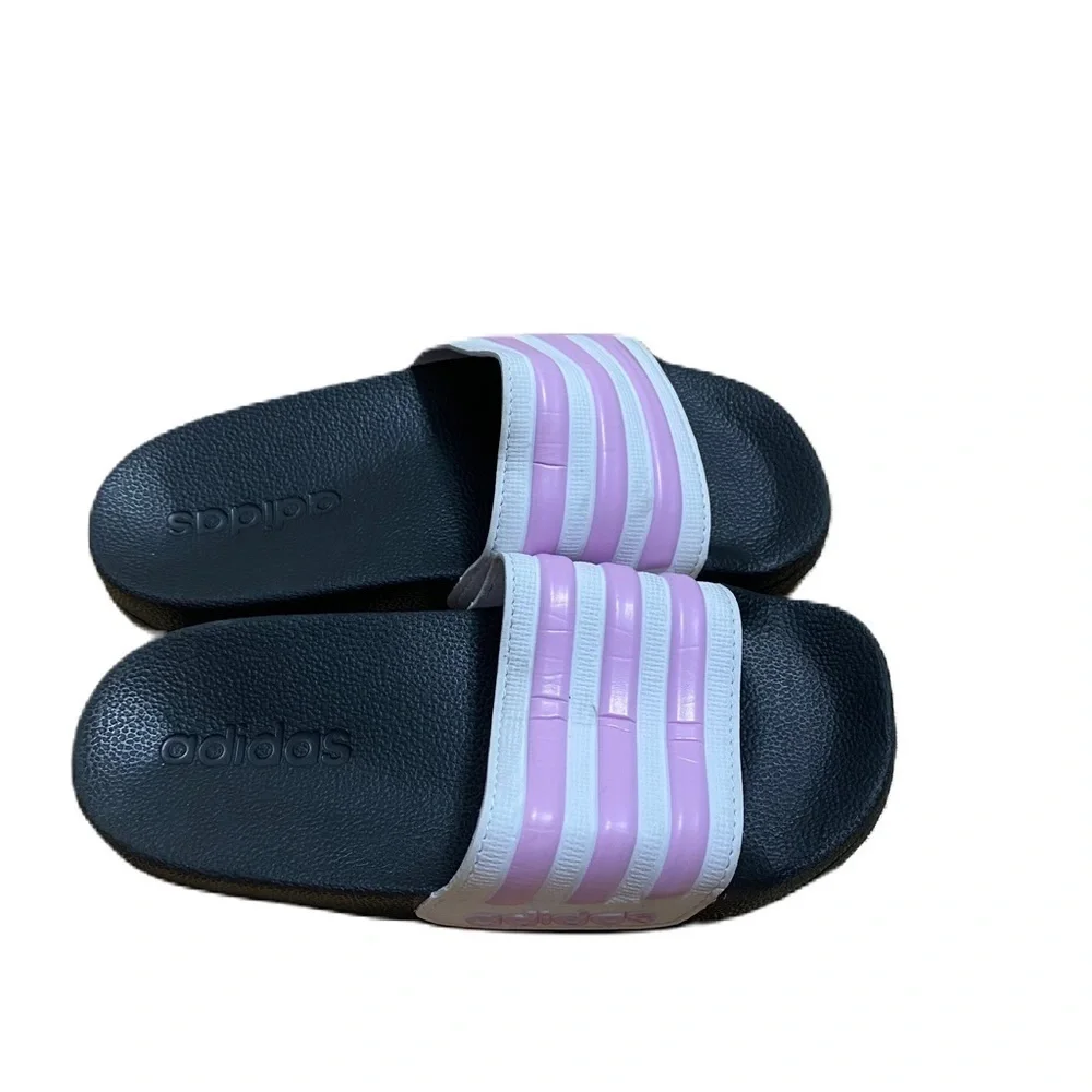 Adidas Purple Slide Sandals Sz 12 Kids Girls Open Toe Shoes